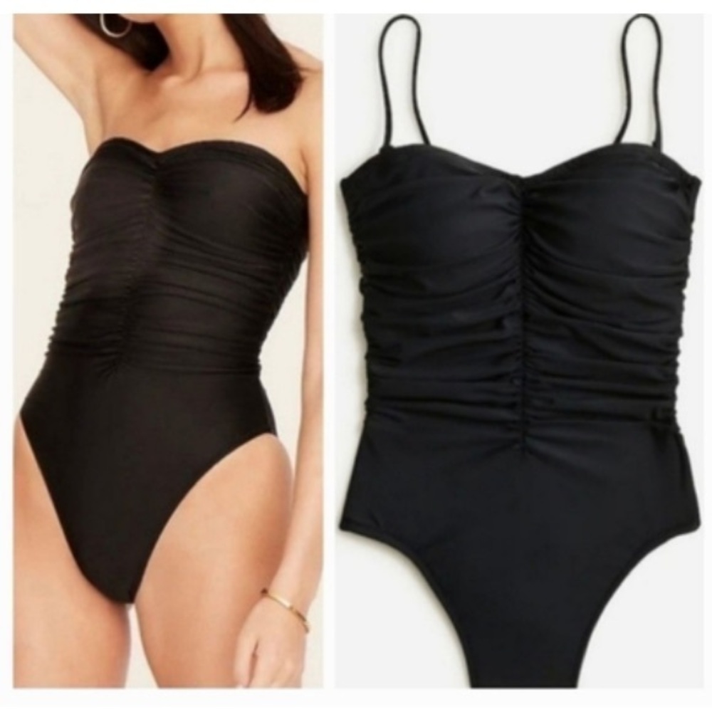 J.Crew NWT black Ruched sweetheart one-piece swimsuit 22